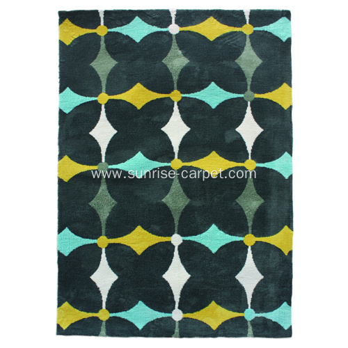 Microfiber Shaggy Rug with Geometry Design